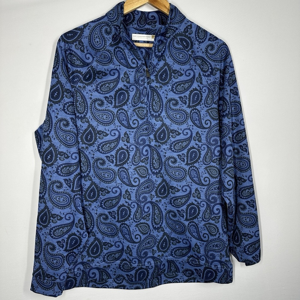 Hart Schaffner Marx Performance Long Sleeve 1/4 Zip Paisley Pullover Medium Mens